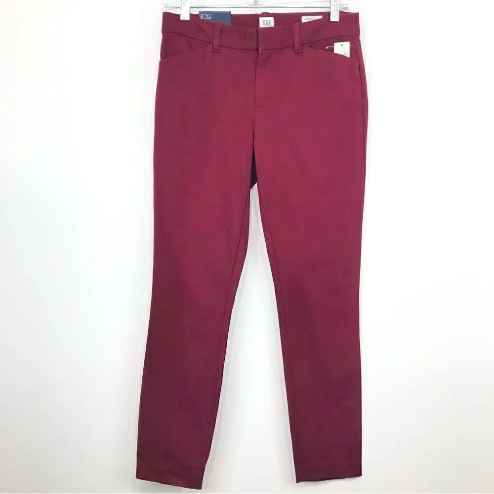 GAP Signature Burgundy Skinny Ankle Classic Pants NEW